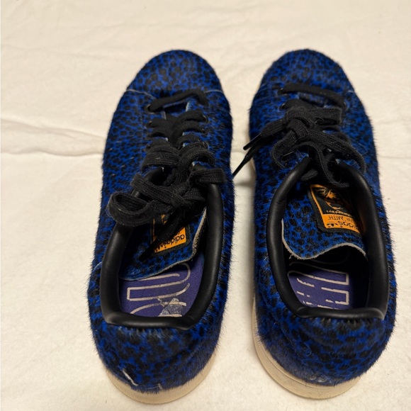 Adidas Blue and Black Cheetah Print Stan Smith Collab Sneakers - Picture 4 of 7